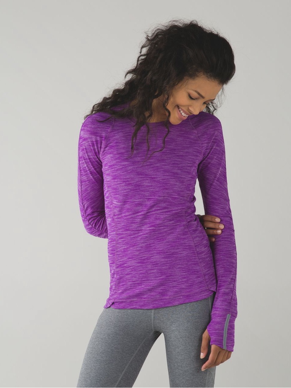 Lululemon Runderful Long Sleeve - Heathered Tender Violet Athletic Top